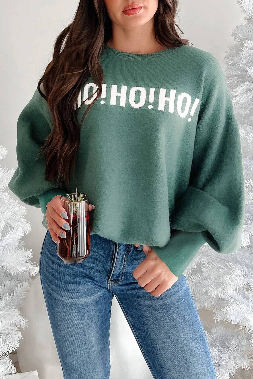 NEW JUNIPER BLVD women's christmas cheer crewneck sweater in sea green